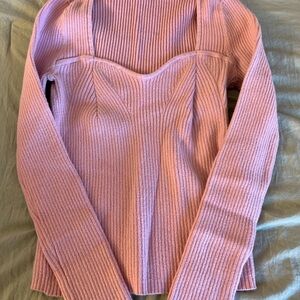 Pink Ribbed Women's Sweater